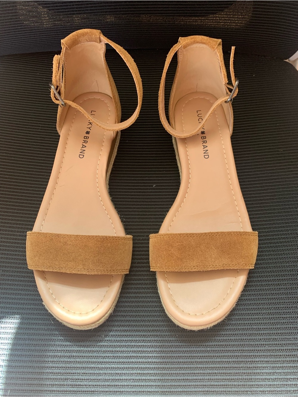 Lucky Brand Tan Suede Ankle-Strap Sandals